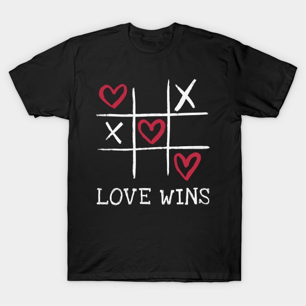 LOVE WINS Tic Tac Toe with Hearts T-Shirt by Dibble Dabble Designs